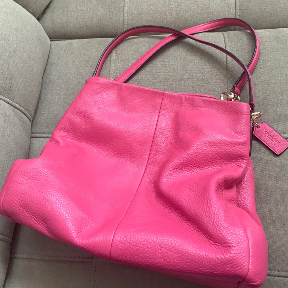 Pink/fuchsia Soft Leather Coach Shoulder Bag